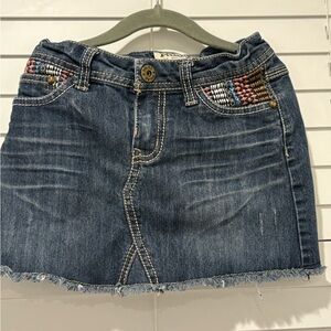 Mudd Blue Denim Skirt with Colorful Stitching